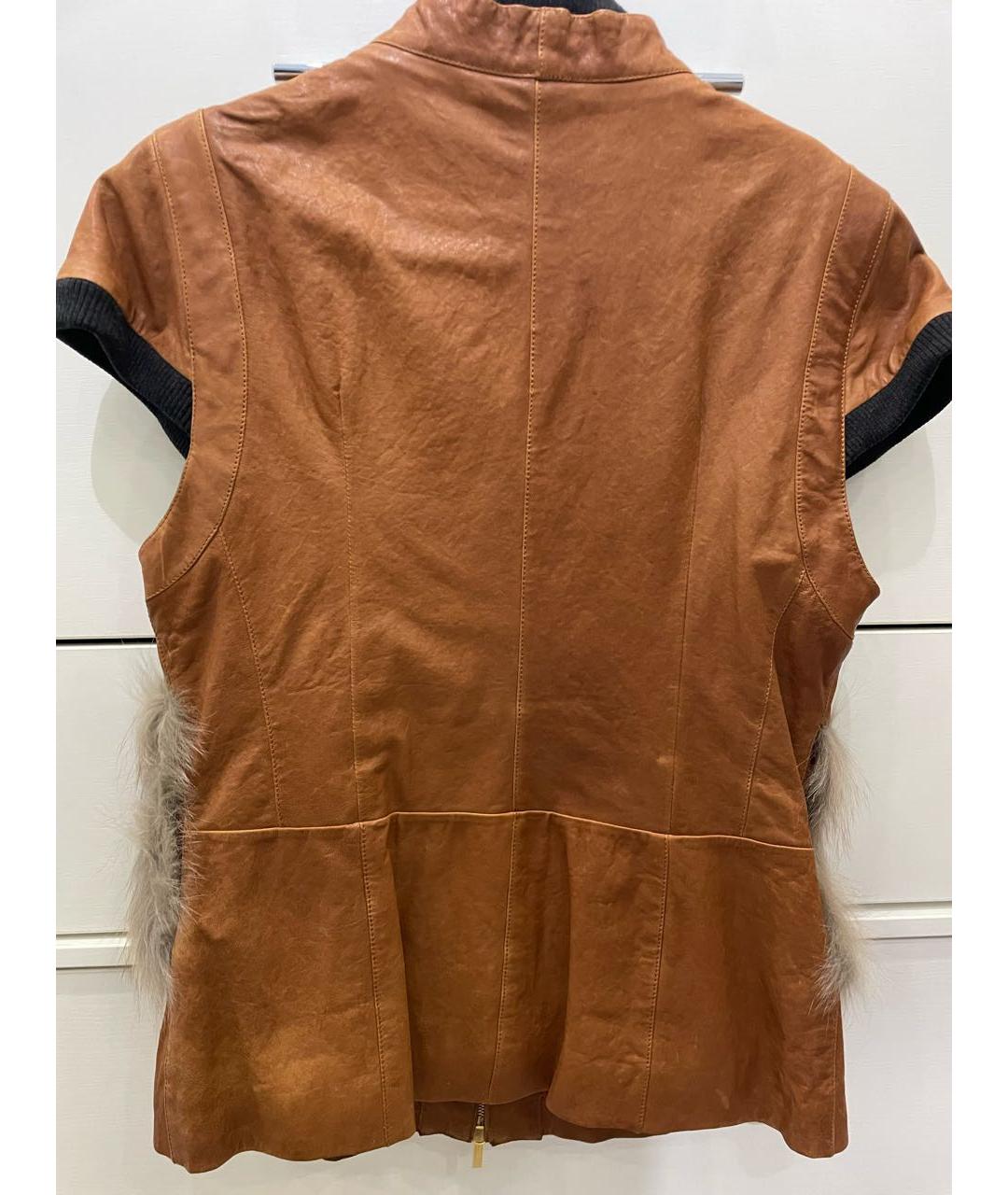 FENDI Оранжевый кожаный жилет, фото 2