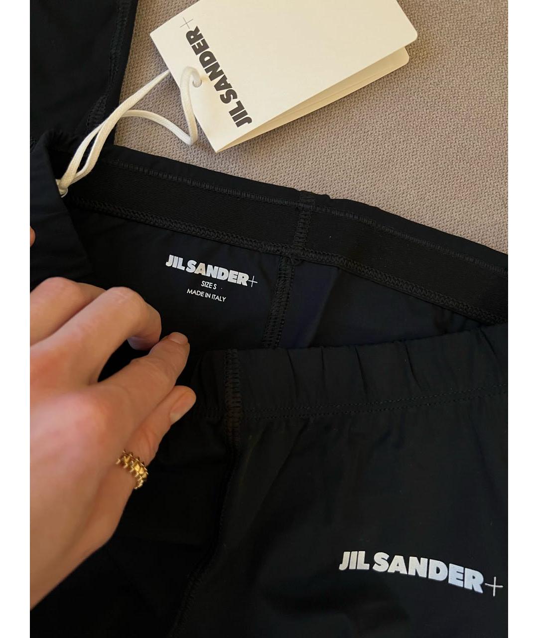 JIL SANDER Черные полиэстеровые леггинсы и велосипедки, фото 7