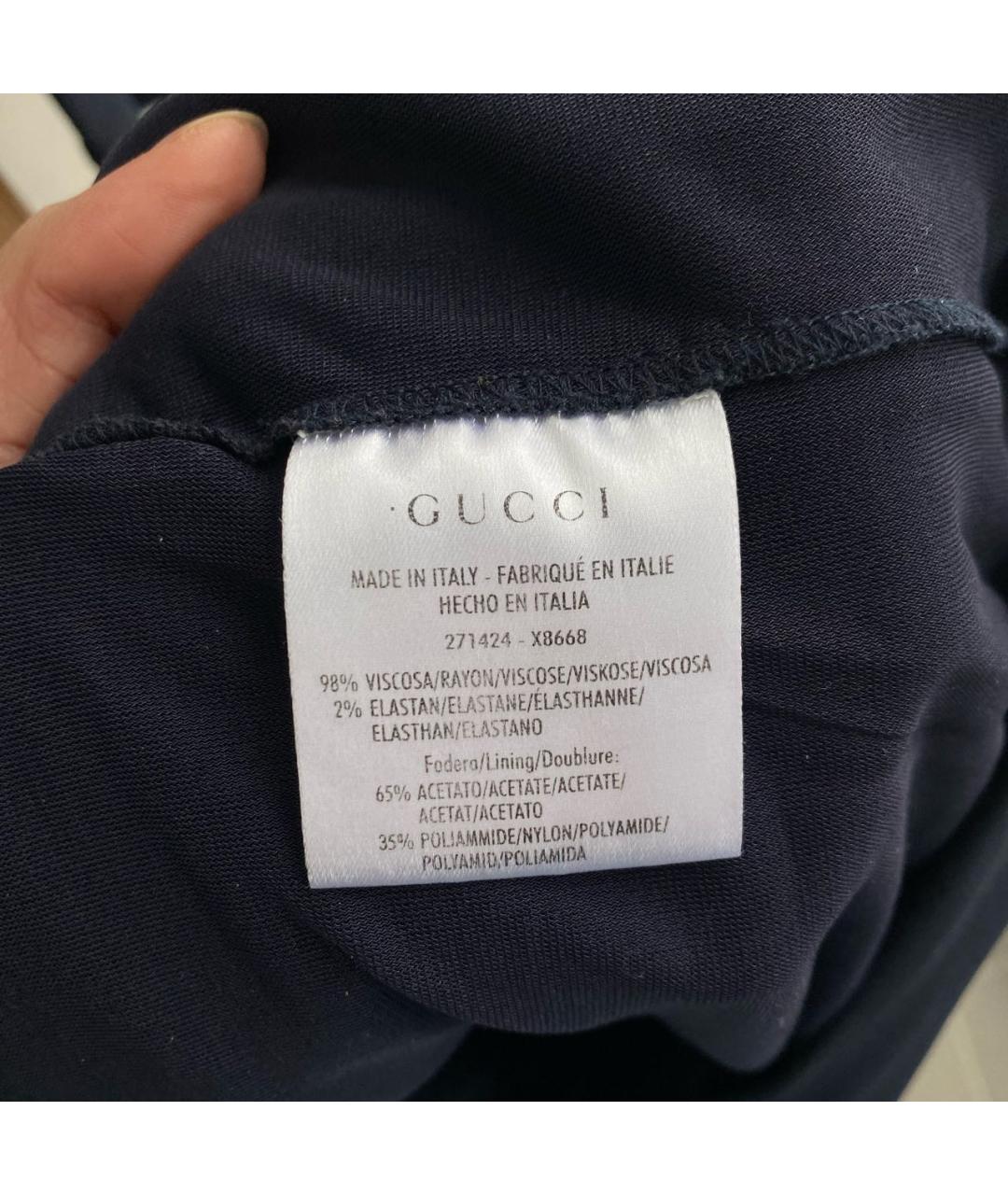 GUCCI Темно-синее вискозное вечернее платье, фото 7