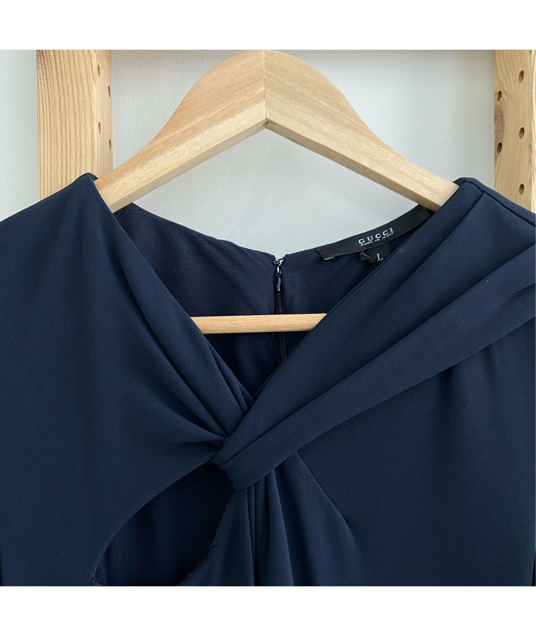 GUCCI Темно-синее вискозное вечернее платье, фото 3