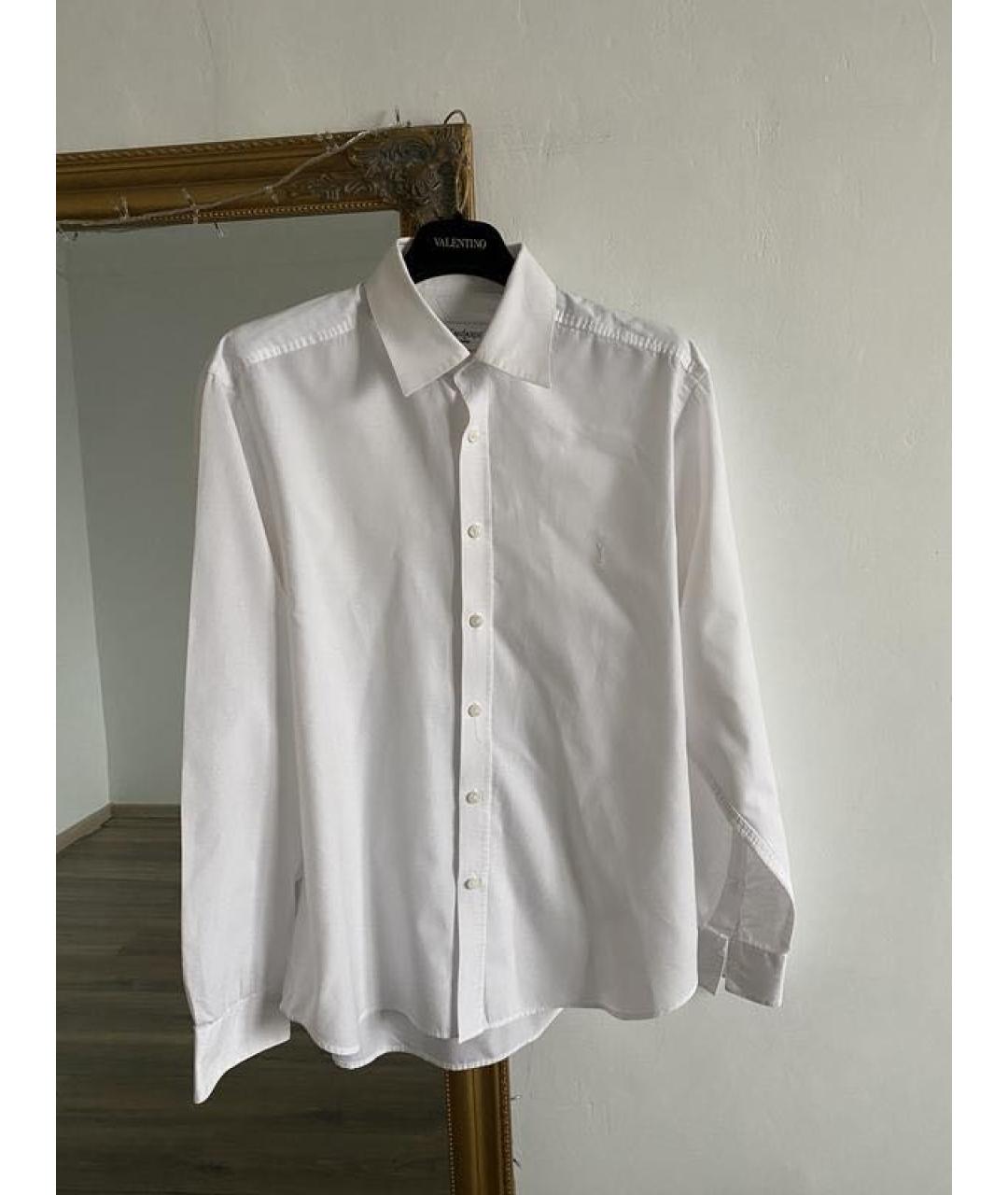 SAINT LAURENT Белая хлопко-шерстяная классическая рубашка, фото 9
