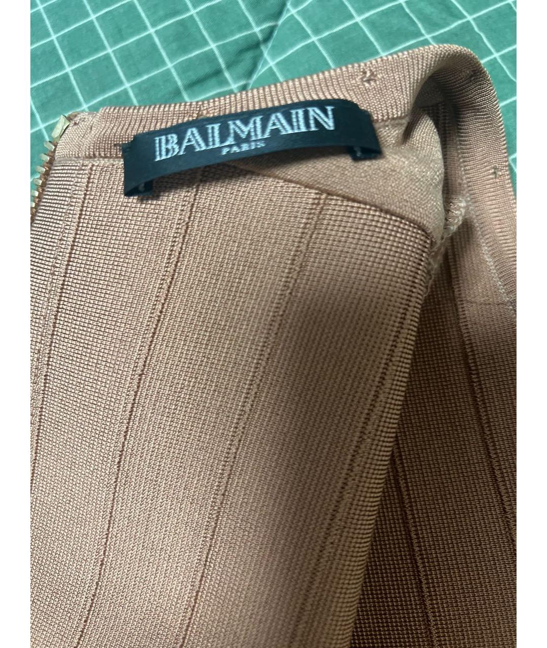 BALMAIN Коричневое вискозное коктейльное платье, фото 4