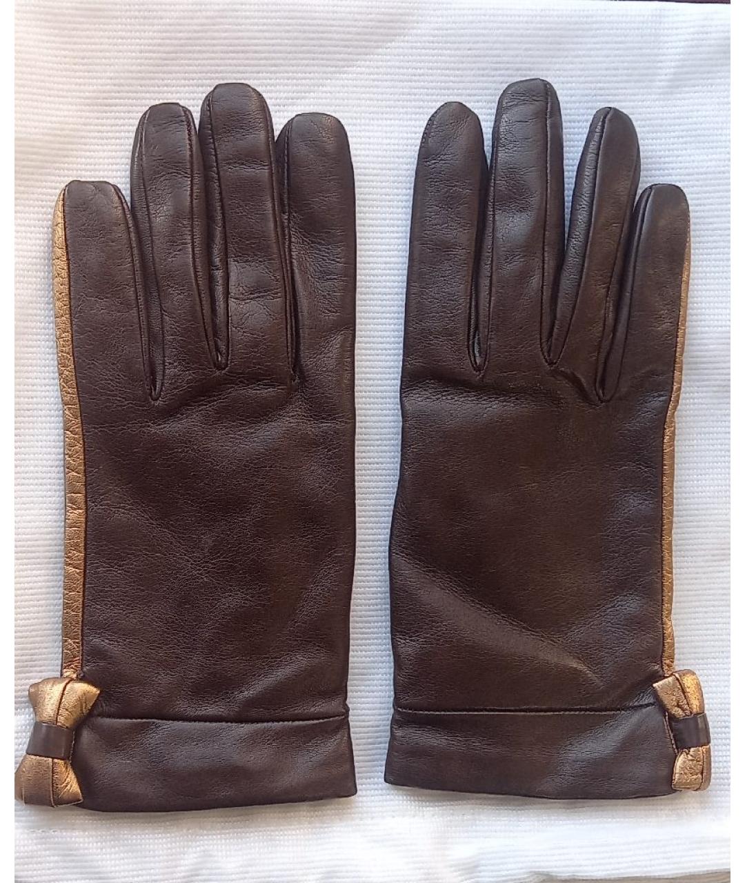 ETRO Коричневые кожаные перчатки, фото 8