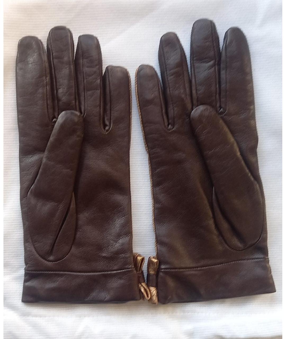 ETRO Коричневые кожаные перчатки, фото 2
