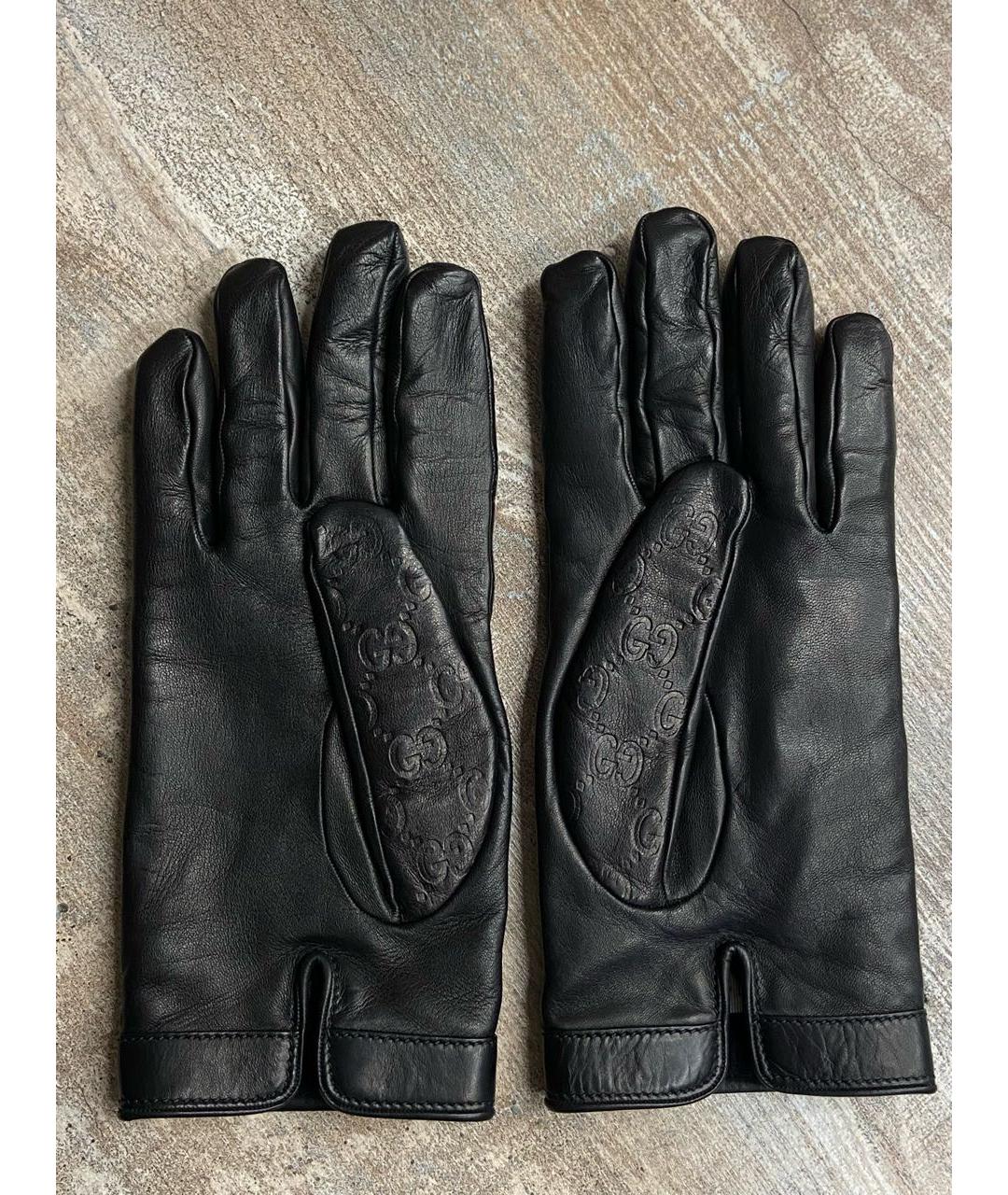 GUCCI Черные кожаные перчатки, фото 2