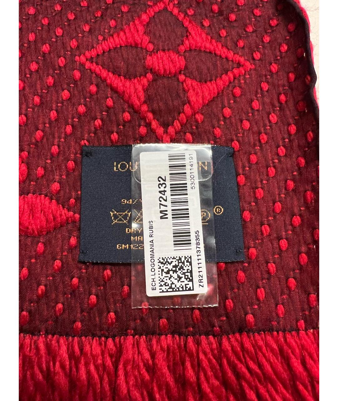 LOUIS VUITTON PRE-OWNED Красный шерстяной шарф, фото 3