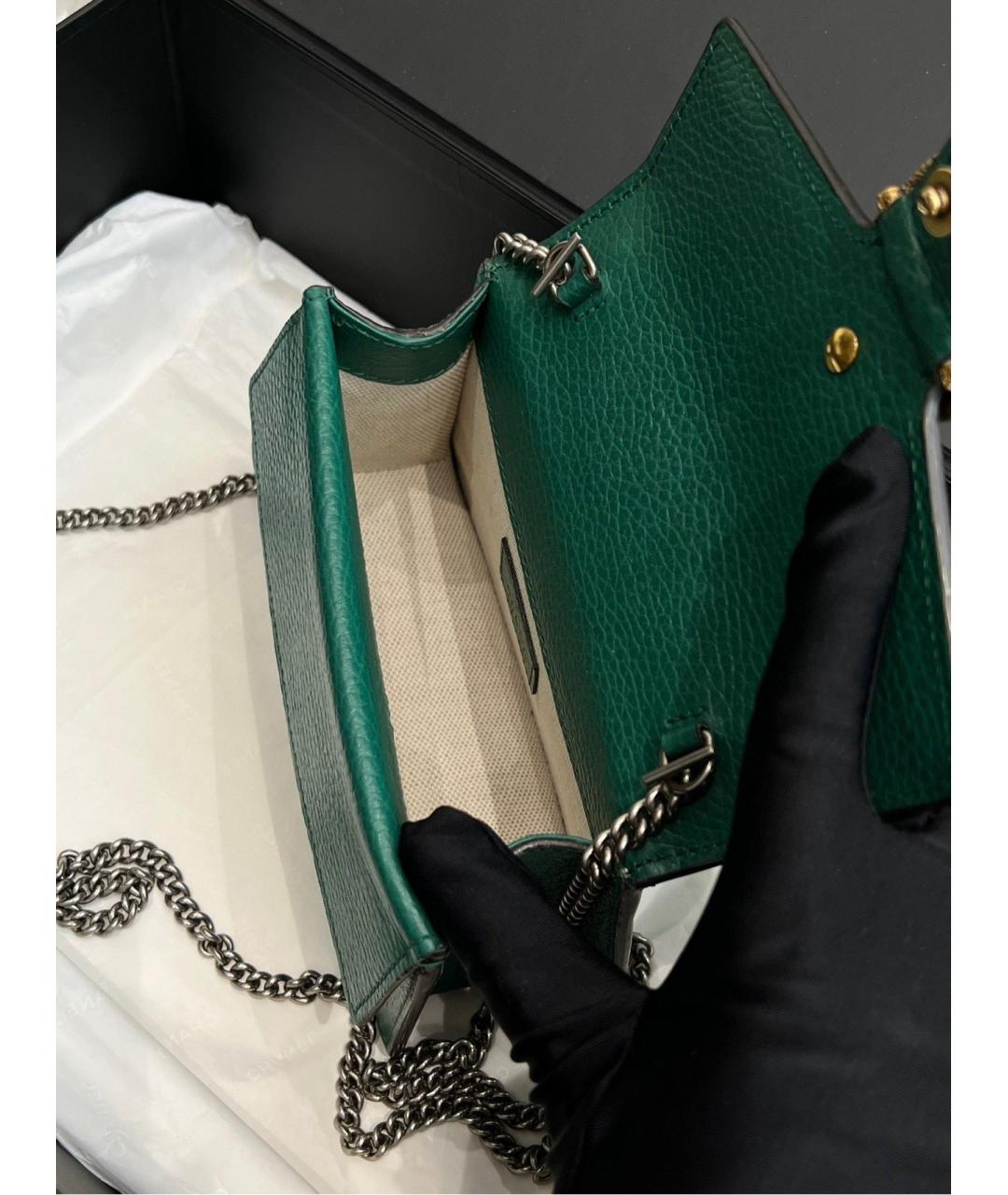 GUCCI Зеленая кожаная сумка через плечо, фото 3