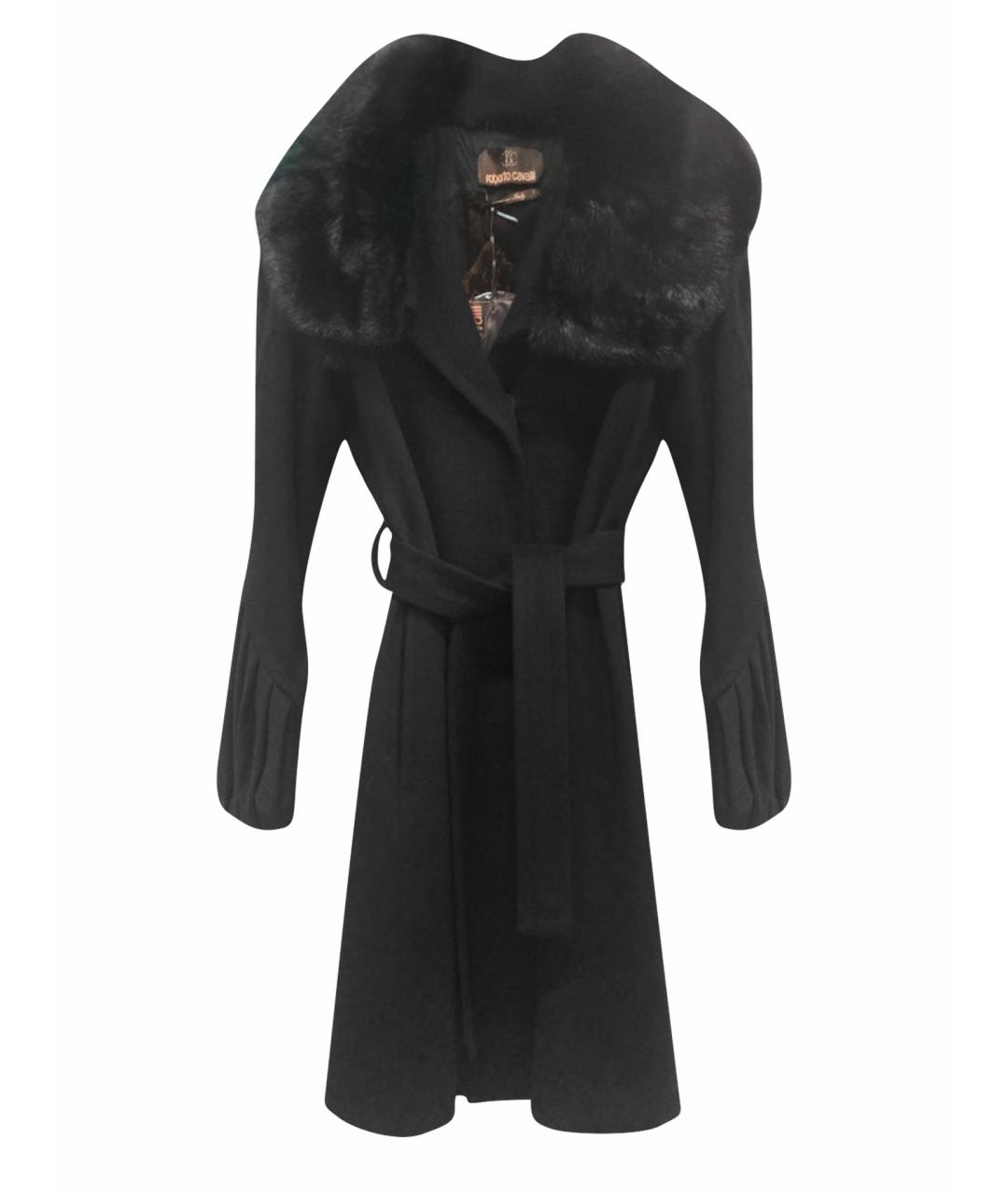 ROBERTO CAVALLI Черное кашемировое пальто, фото 1