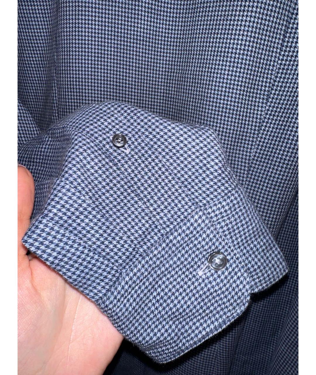 ERMENEGILDO ZEGNA Темно-синяя хлопковая классическая рубашка, фото 4