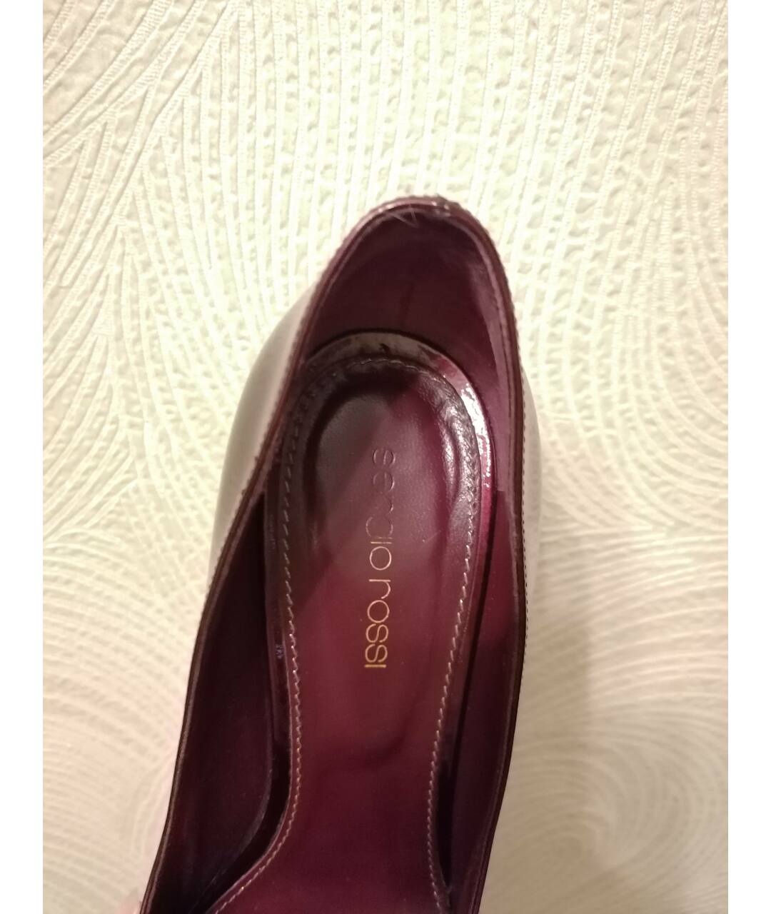 SERGIO ROSSI Бордовые туфли из лакированной кожи, фото 6