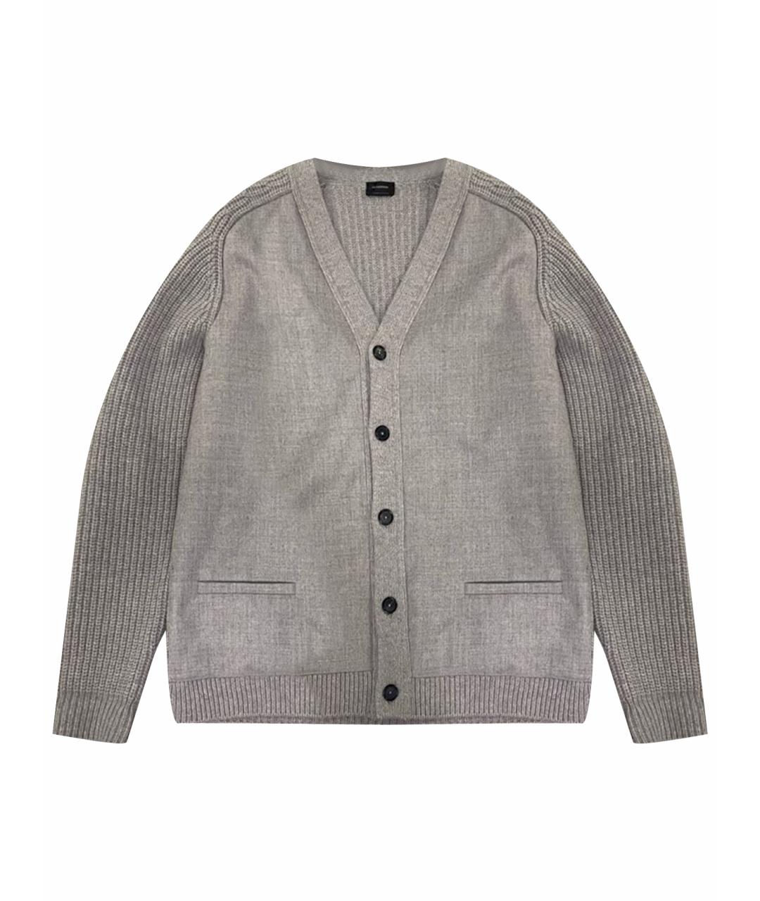 JIL SANDER Серый шерстяной кардиган, фото 1