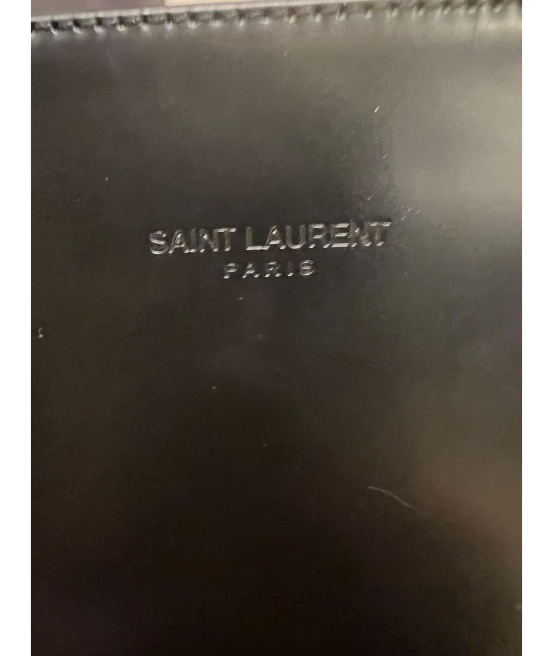 SAINT LAURENT Черные кожаные полусапоги, фото 7