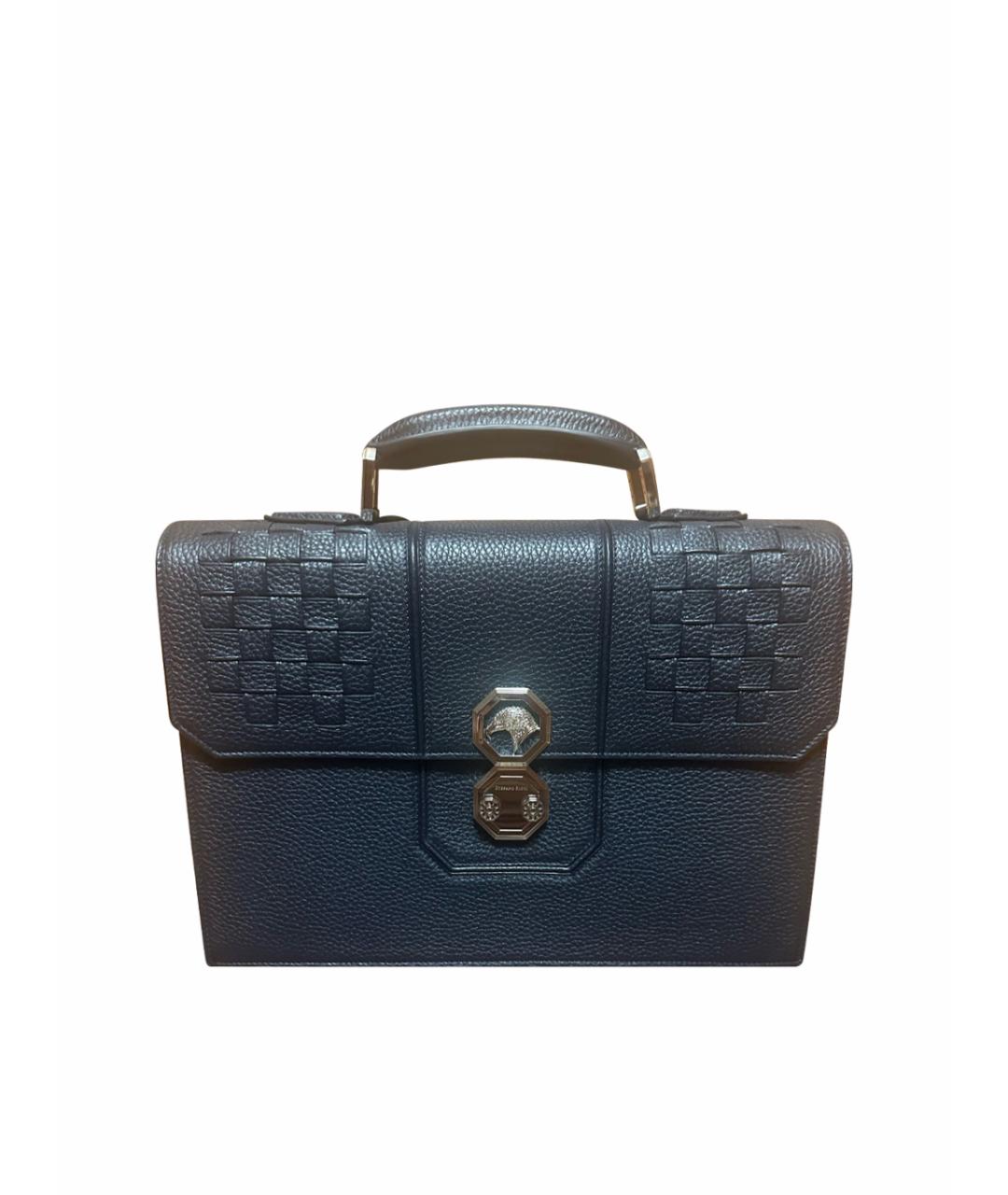 STEFANO RICCI Темно-синий кожаный портфель, фото 1