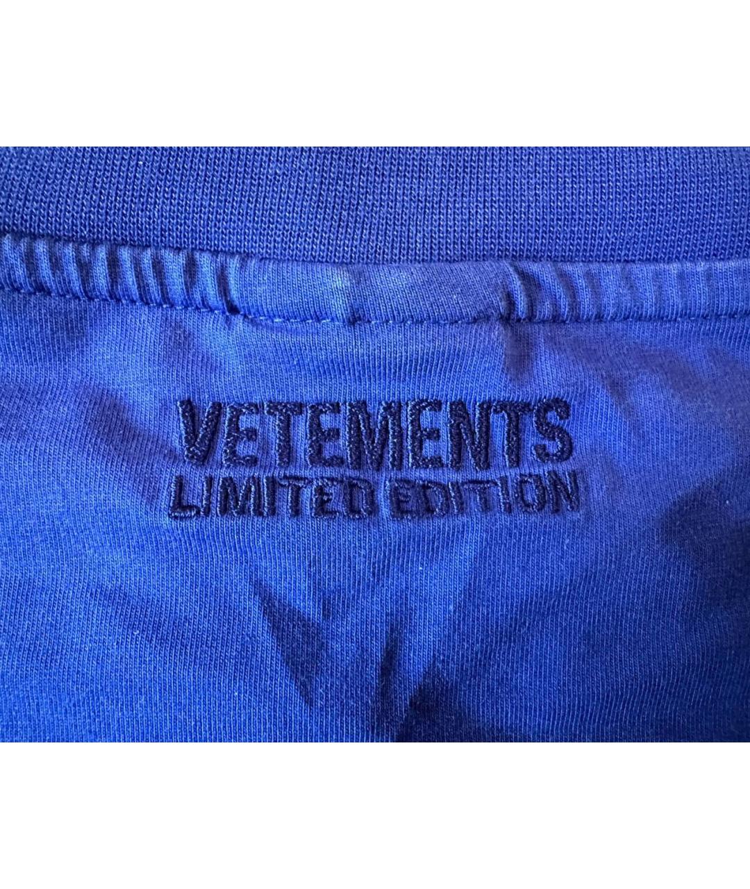 VETEMENTS Синяя хлопковая футболка, фото 7