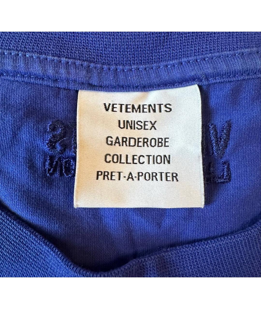 VETEMENTS Синяя хлопковая футболка, фото 5