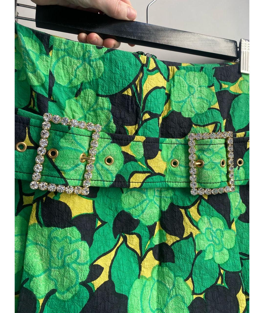 DOLCE&GABBANA Зеленая хлопковая юбка мини, фото 5