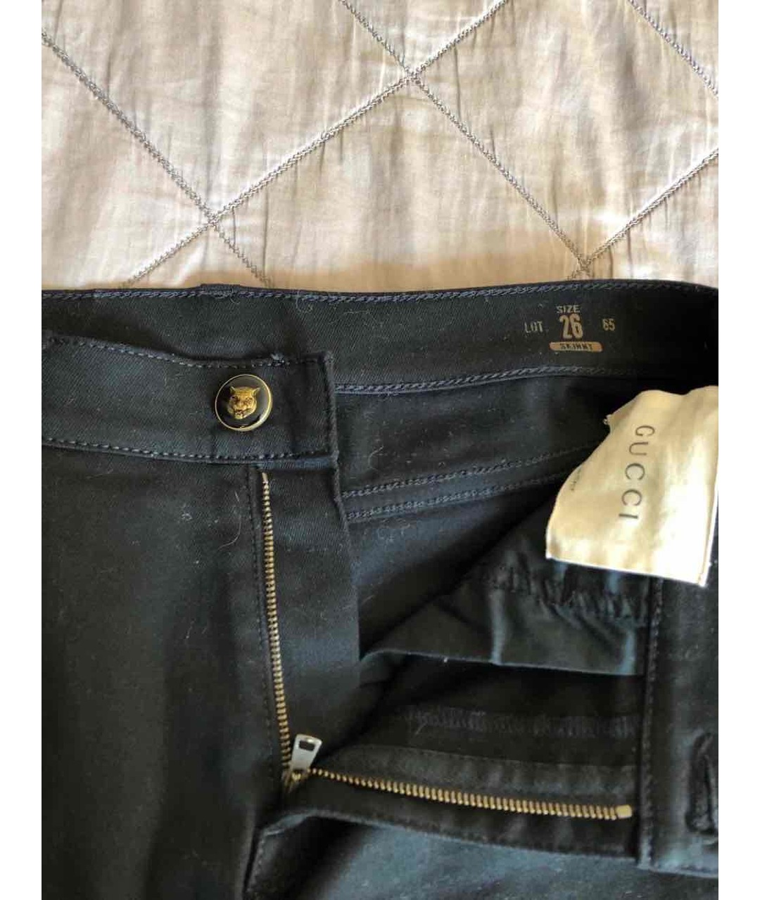 GUCCI Черные хлопко-полиэстеровые прямые джинсы, фото 3