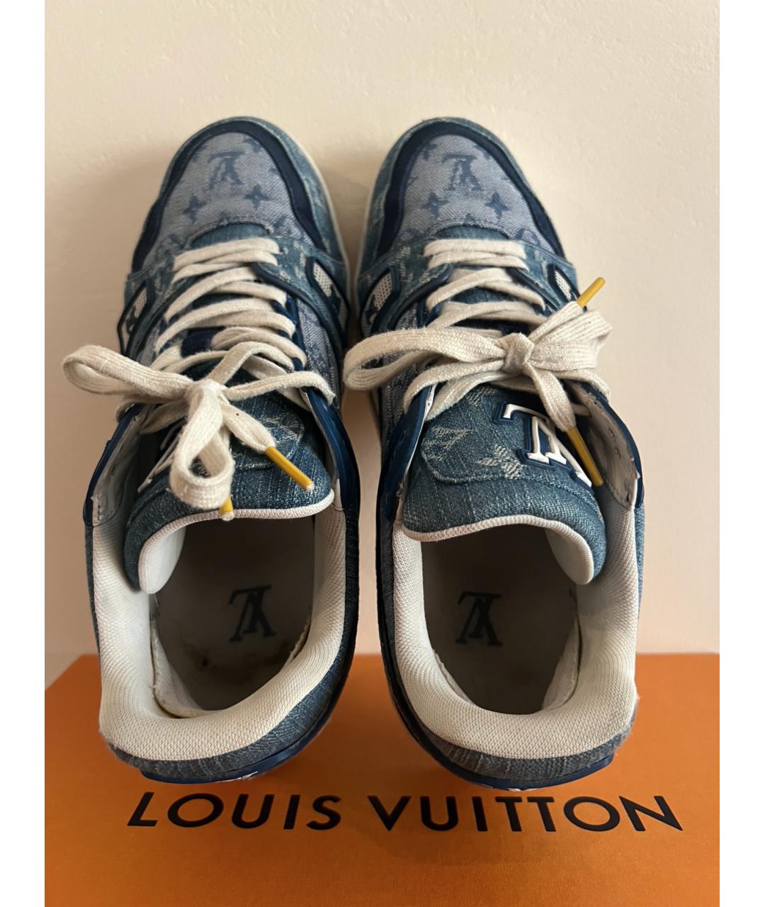 LOUIS VUITTON Голубые замшевые низкие кроссовки / кеды, фото 4