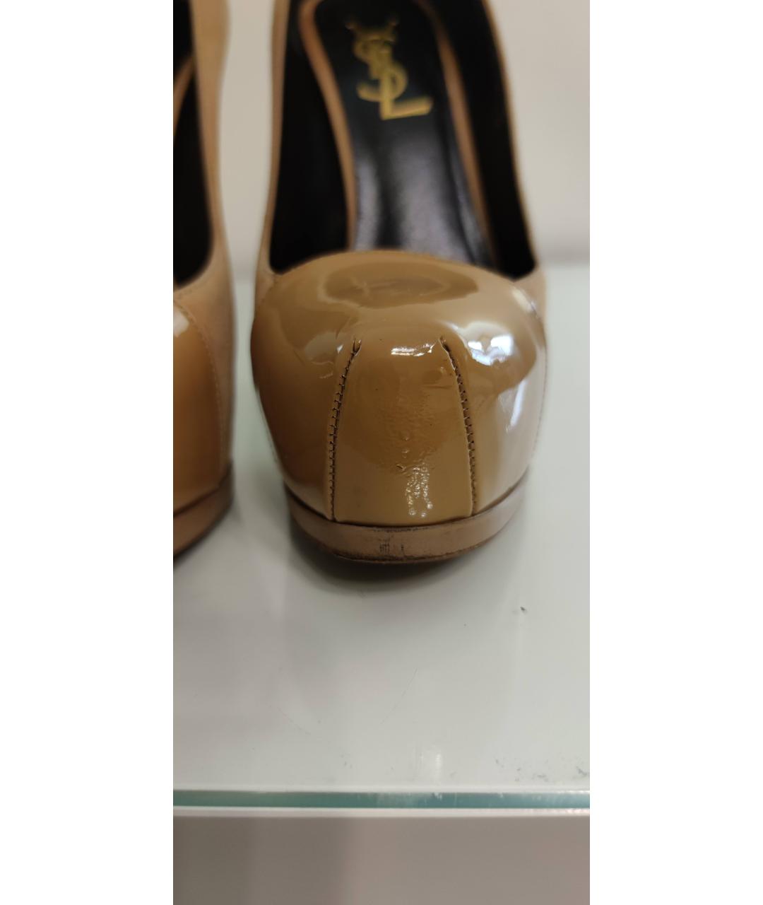 SAINT LAURENT Бежевые замшевые туфли, фото 7