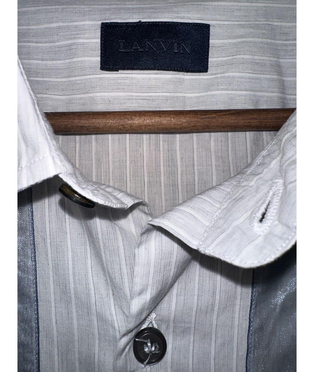 LANVIN Голубая хлопковая классическая рубашка, фото 7