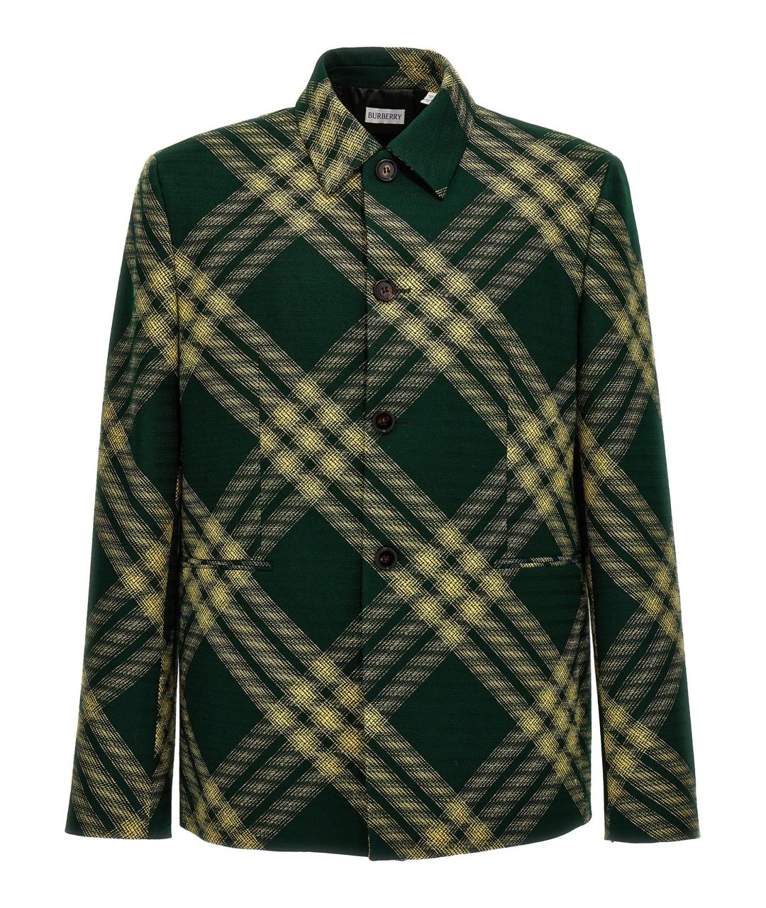 BURBERRY Зеленый шерстяной пиджак, фото 1