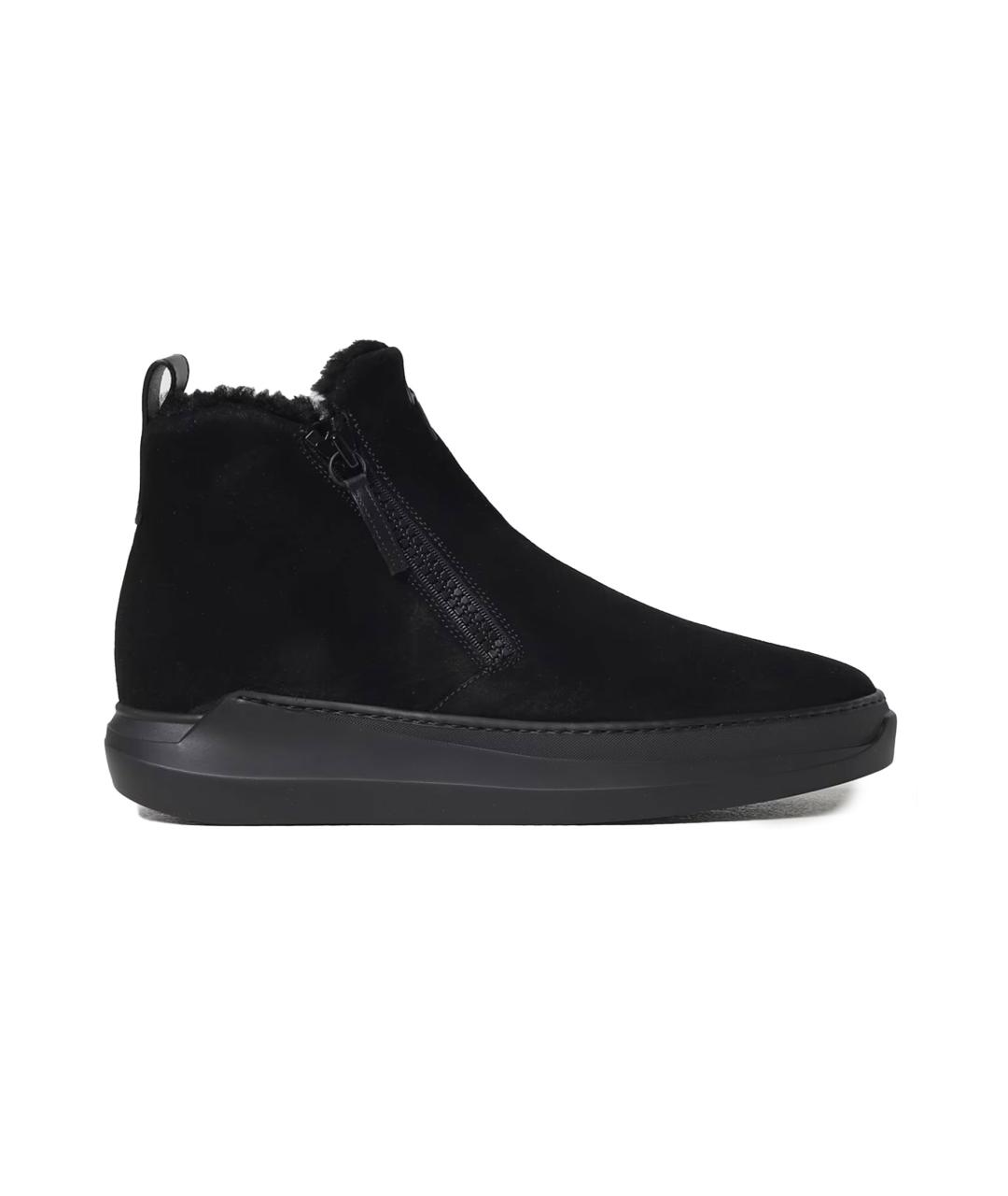 GIUSEPPE ZANOTTI DESIGN Черные замшевые низкие ботинки, фото 1