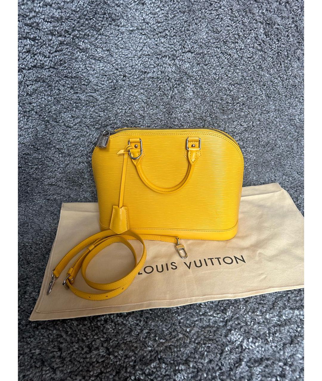 LOUIS VUITTON Желтая кожаная сумка с короткими ручками, фото 2