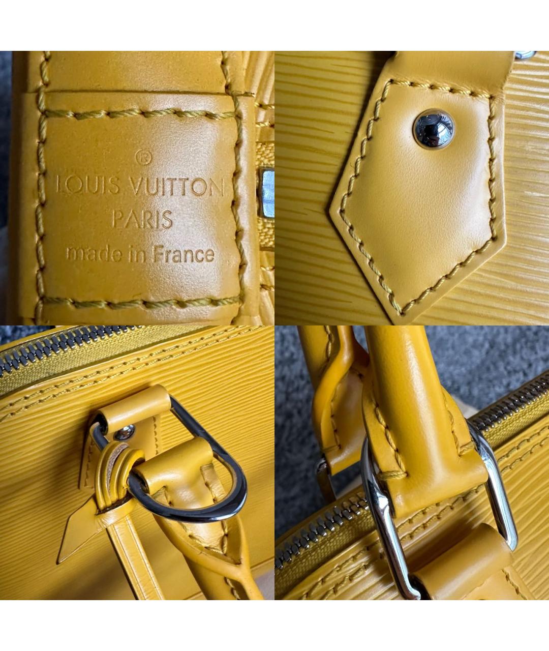 LOUIS VUITTON Желтая кожаная сумка с короткими ручками, фото 7