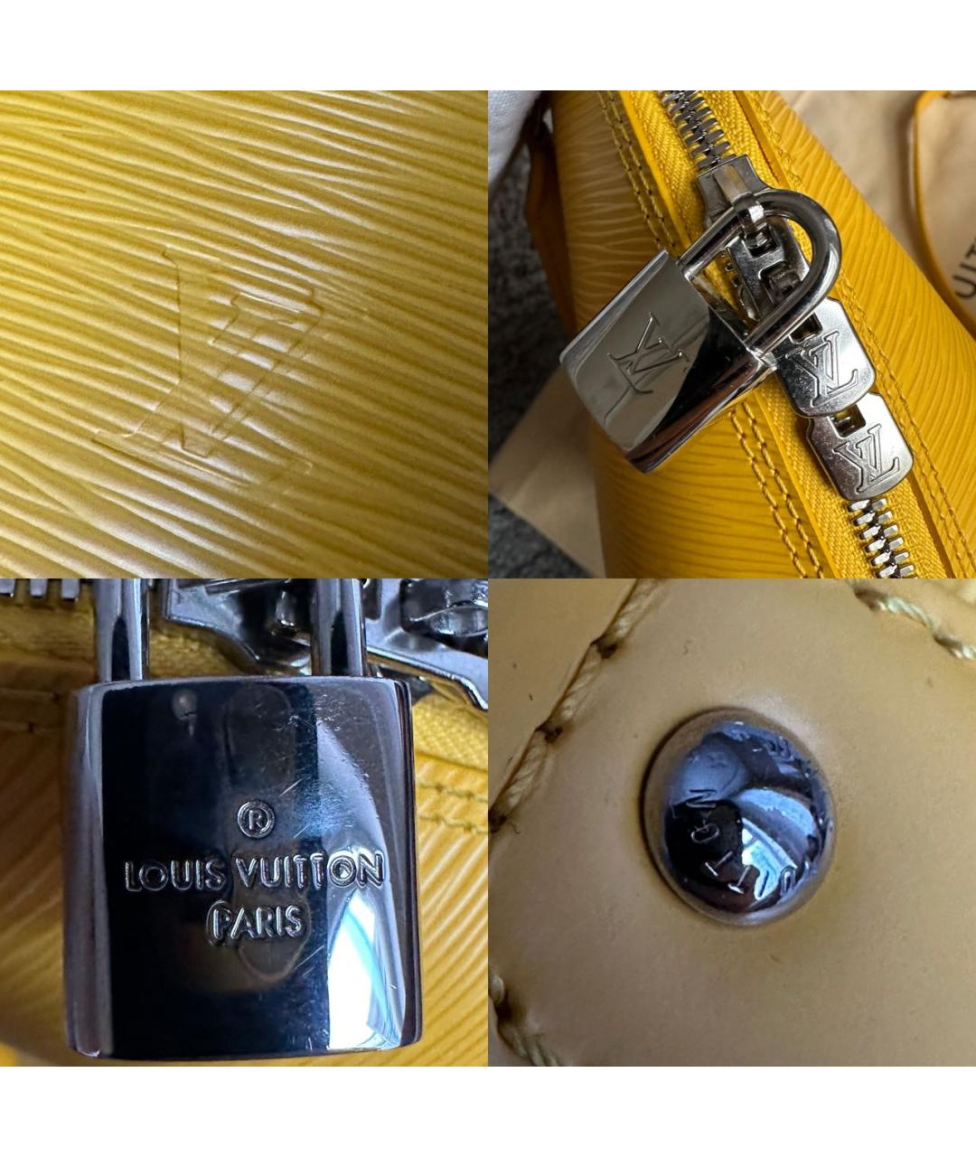 LOUIS VUITTON Желтая кожаная сумка с короткими ручками, фото 6