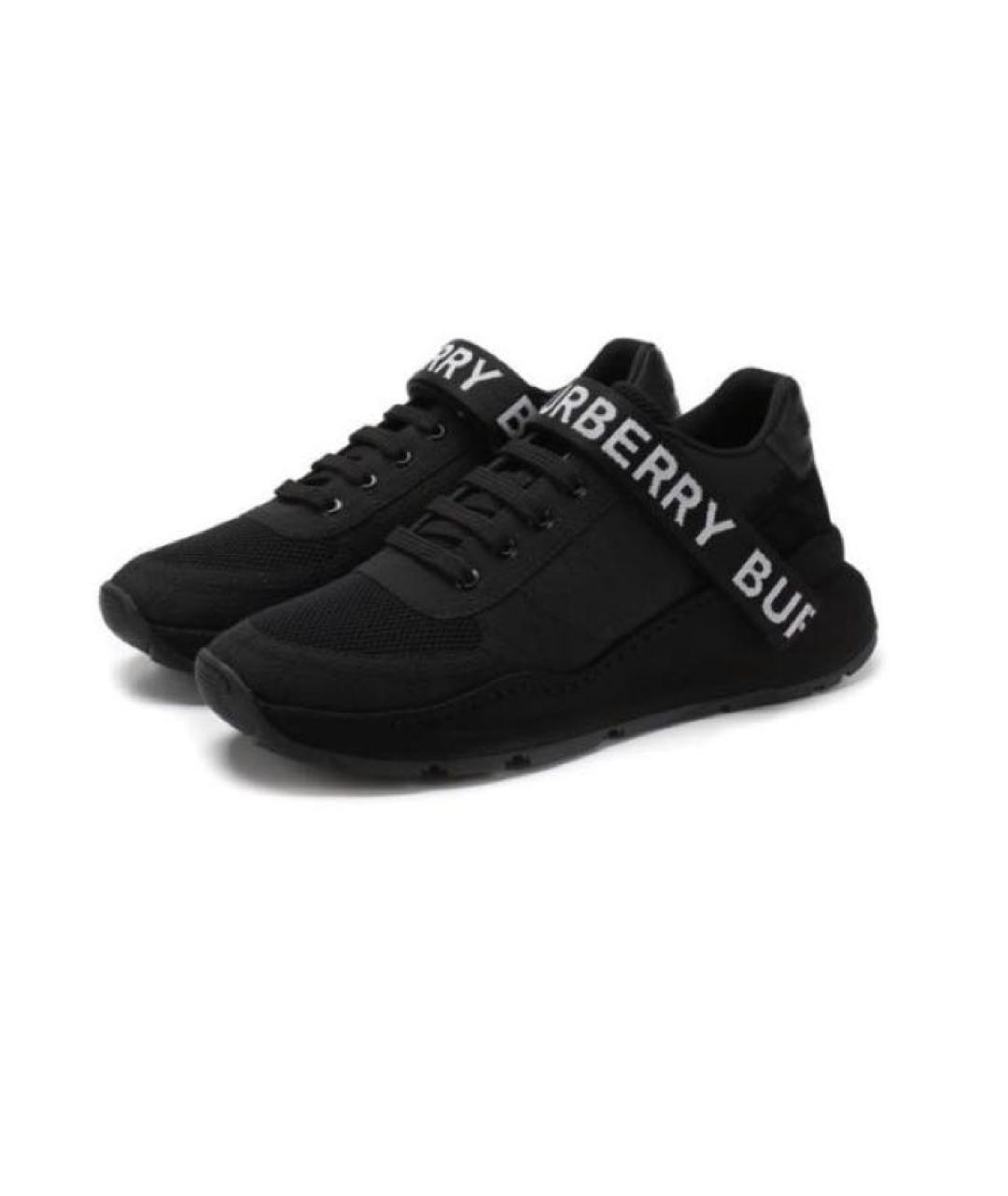 BURBERRY Черные кожаные низкие кроссовки / кеды, фото 2