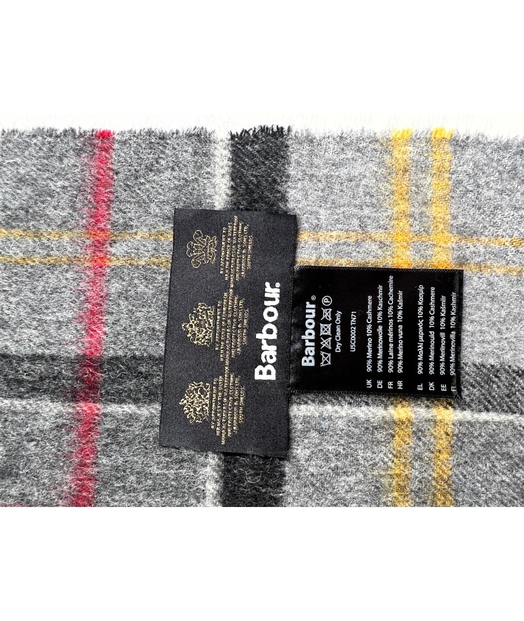 BARBOUR Серый шерстяной шарф, фото 3