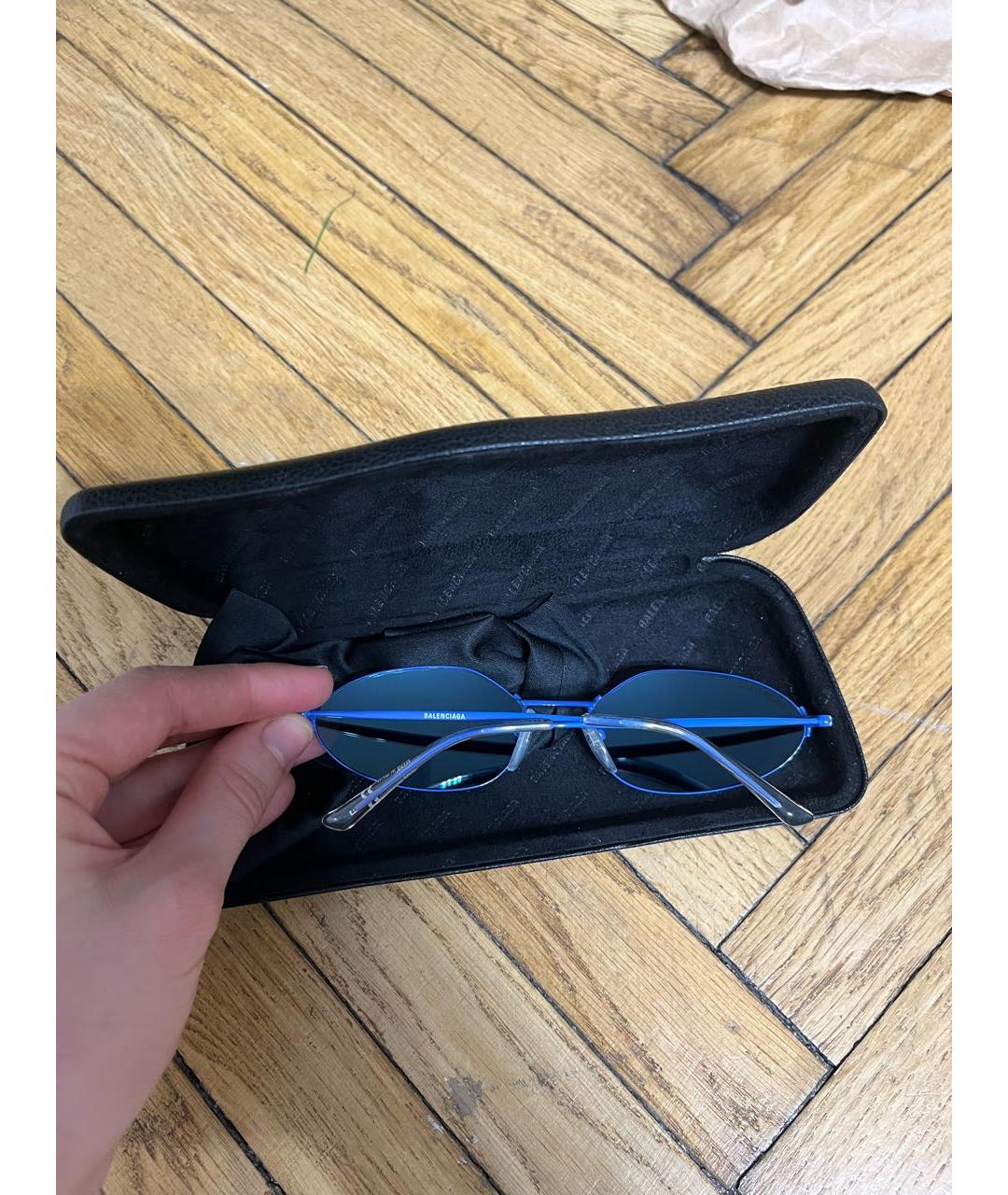 BALENCIAGA Синие металлические солнцезащитные очки, фото 6