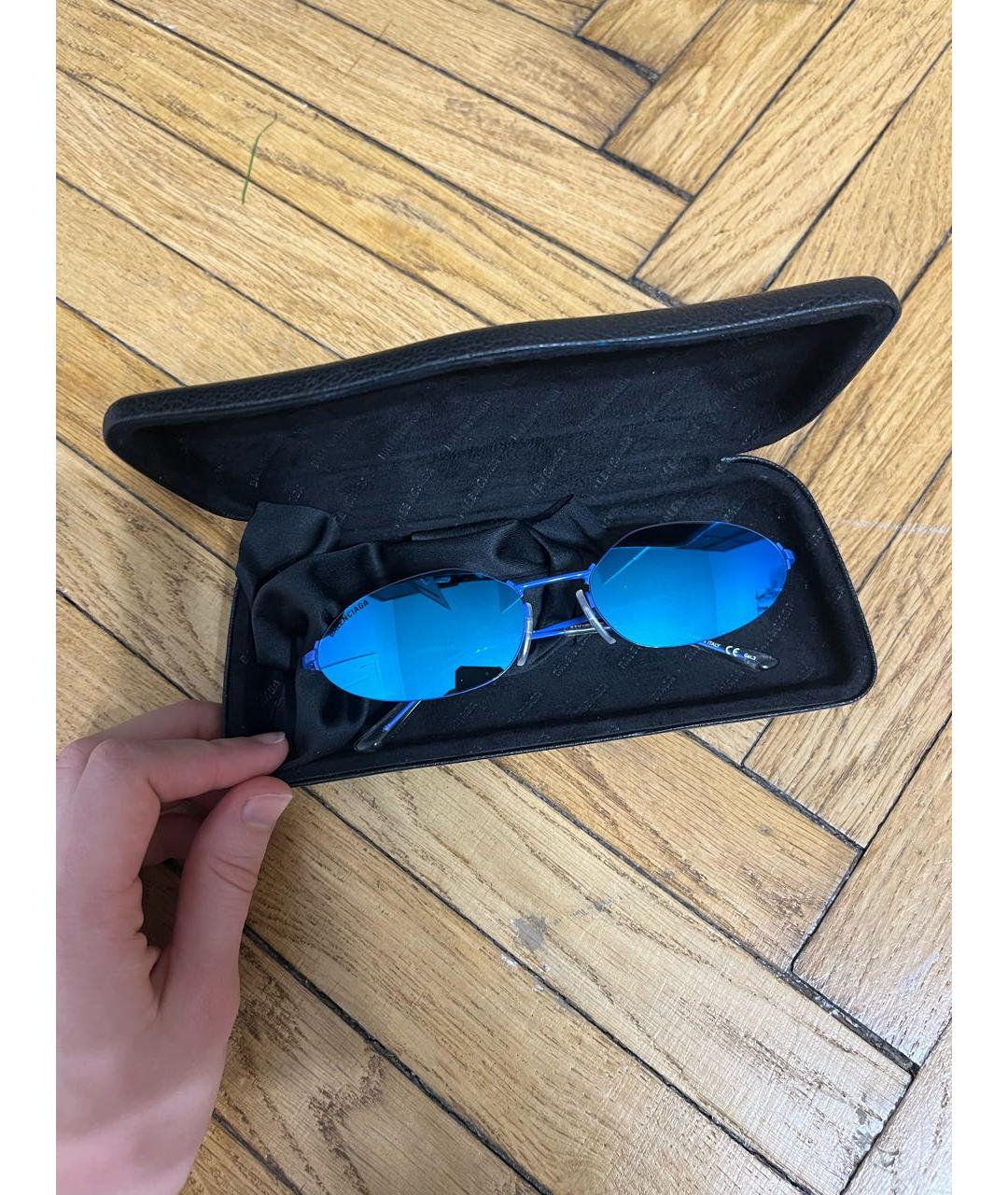 BALENCIAGA Синие металлические солнцезащитные очки, фото 7