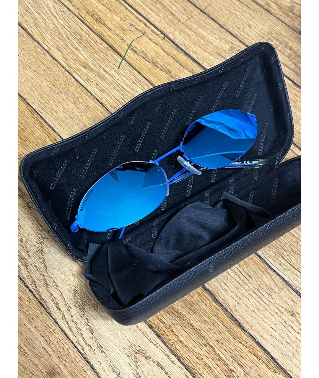 BALENCIAGA Синие металлические солнцезащитные очки, фото 2
