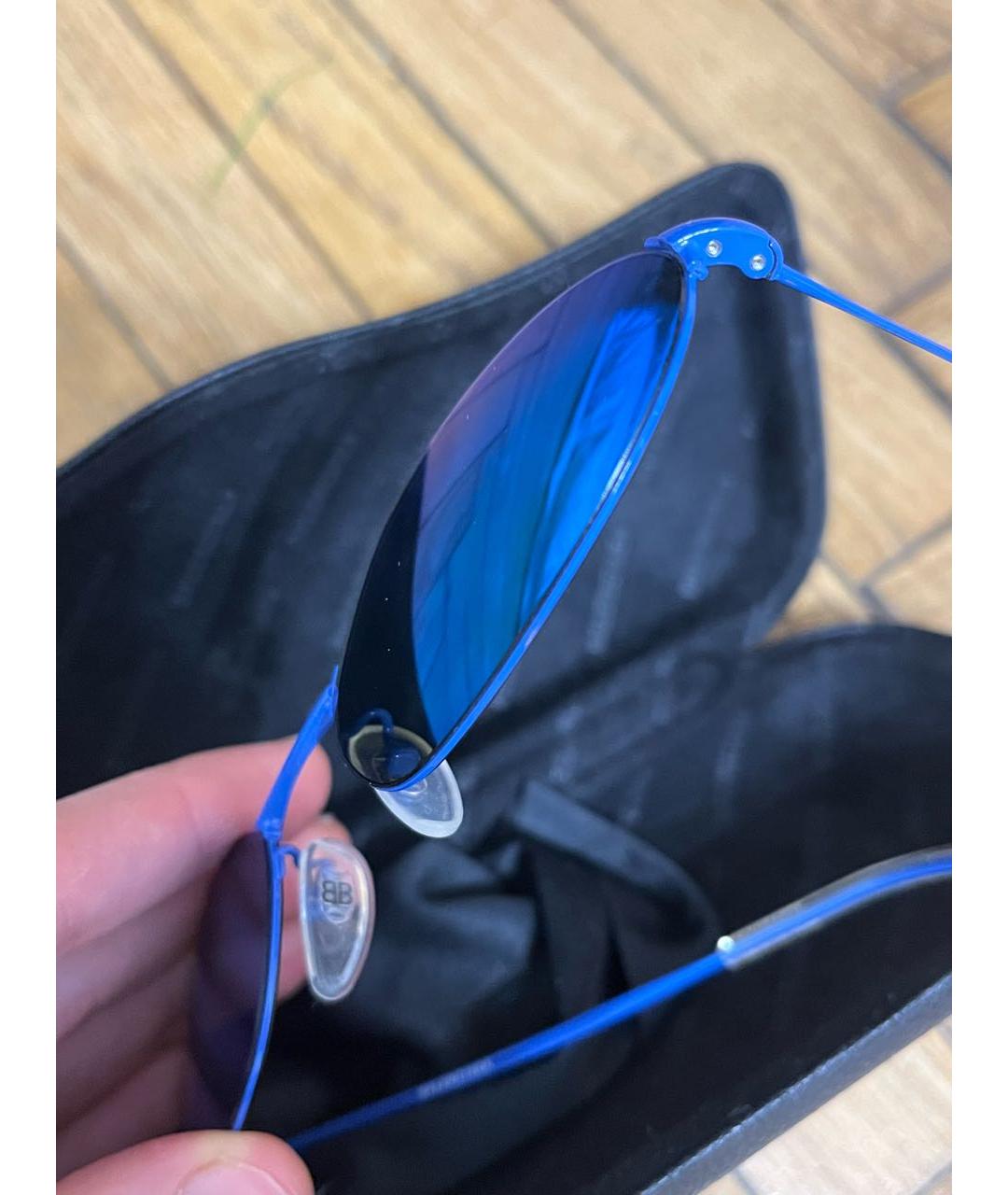 BALENCIAGA Синие металлические солнцезащитные очки, фото 3