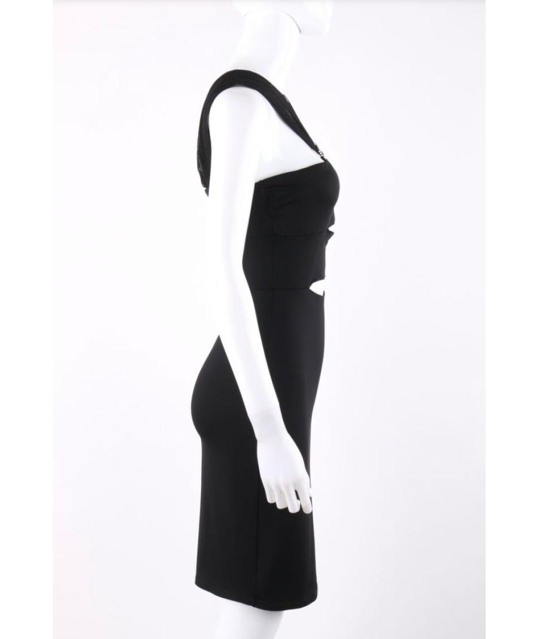 ALEXANDER MCQUEEN Черное хлопко-эластановое вечернее платье, фото 3