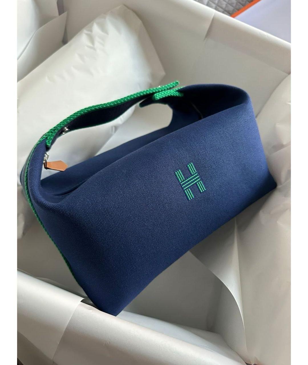 HERMES PRE-OWNED Синяя хлопковая косметичка, фото 3