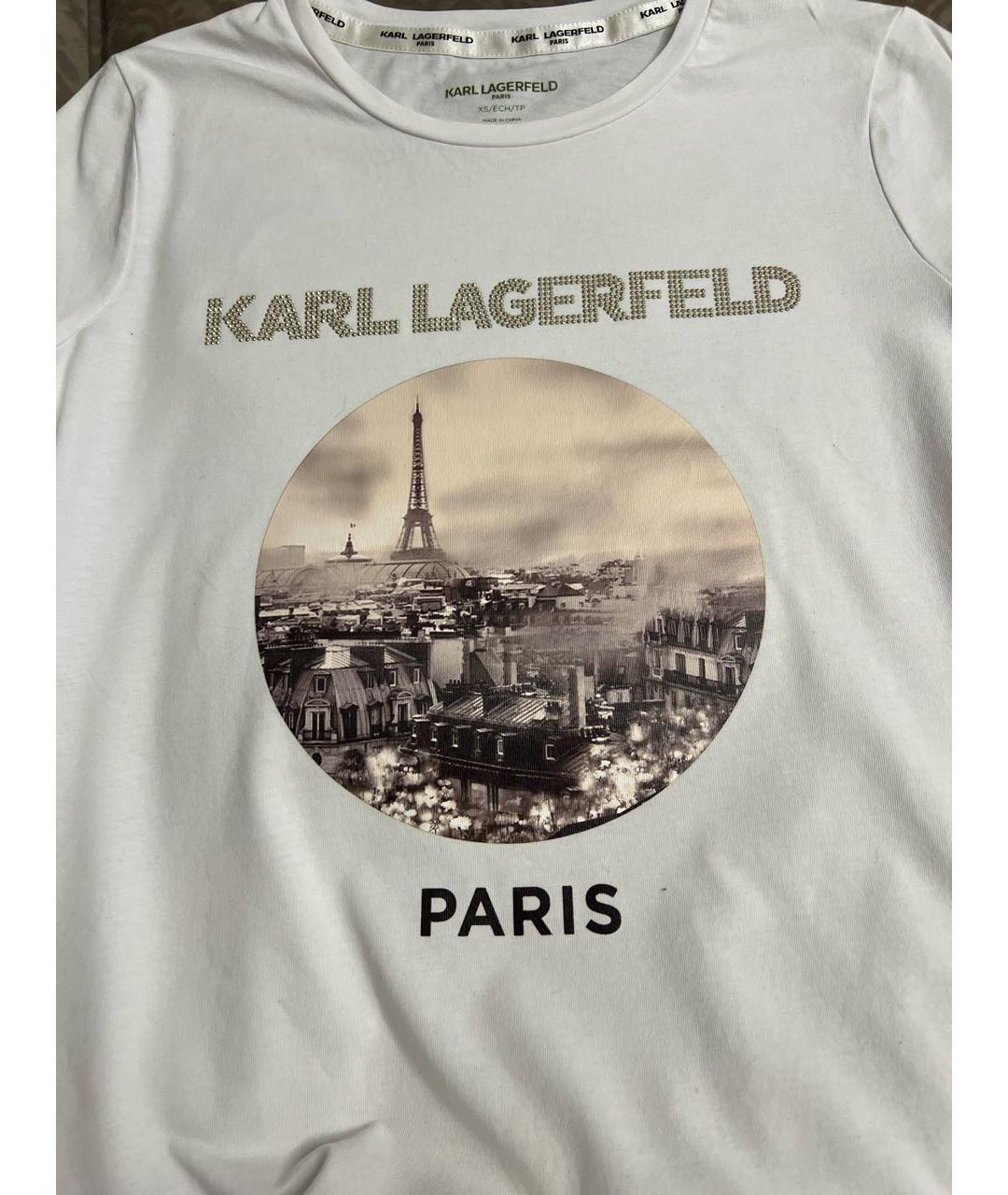 KARL LAGERFELD Белая хлопковая футболка, фото 4