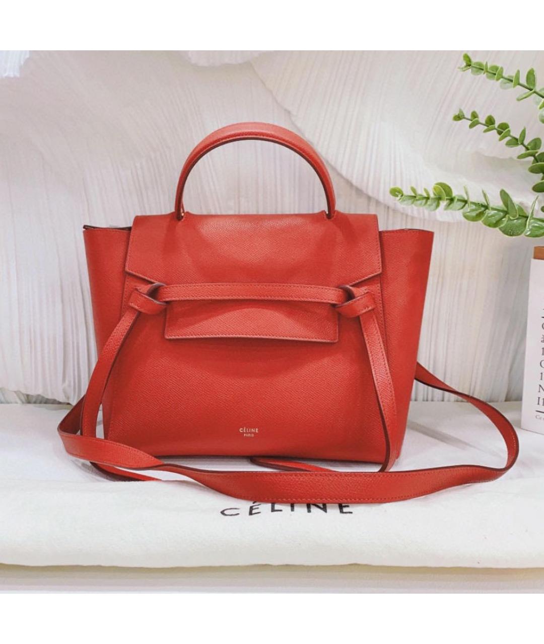 CELINE Красная кожаная сумка через плечо, фото 8