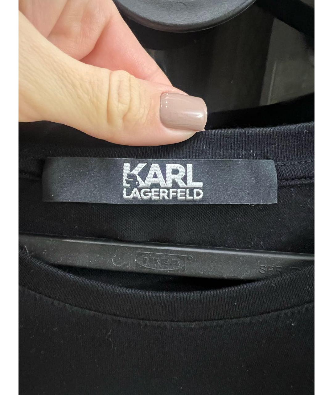KARL LAGERFELD Черная хлопко-эластановая футболка, фото 5