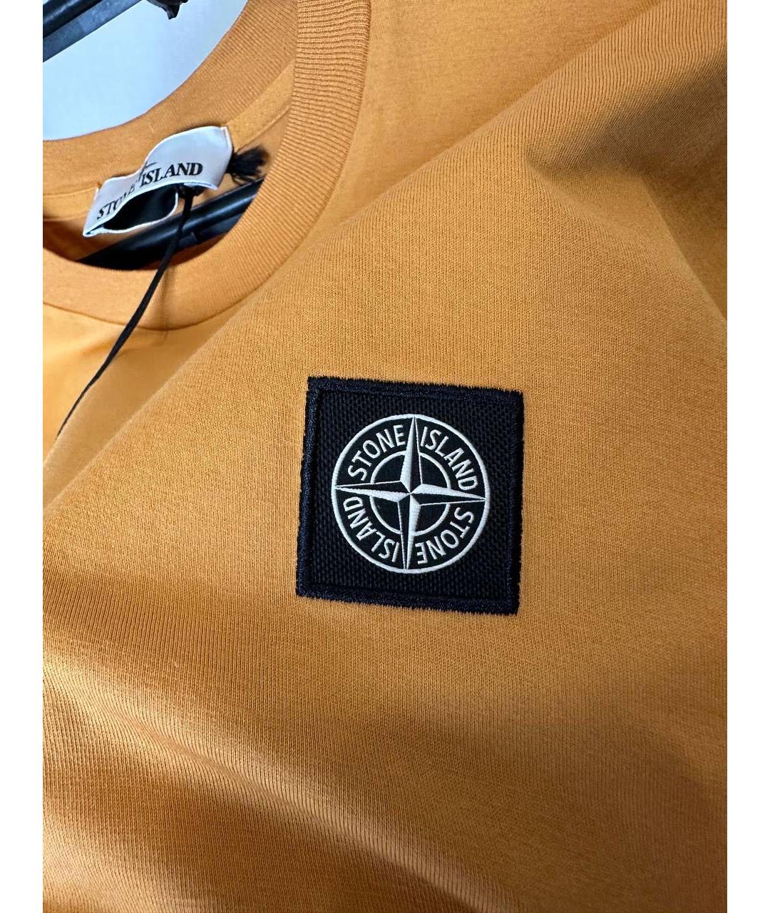 STONE ISLAND Оранжевая хлопковая футболка, фото 4