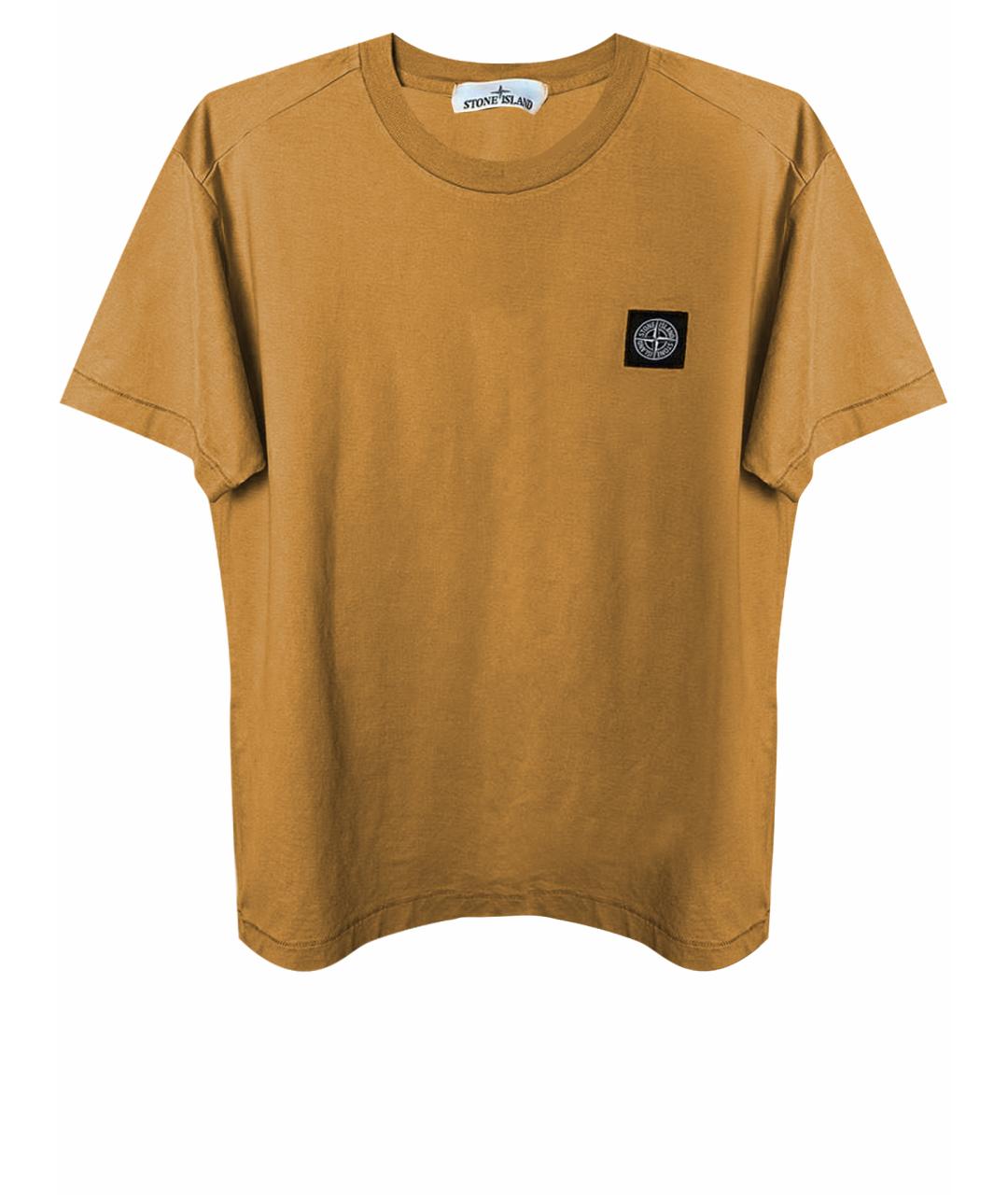 STONE ISLAND Оранжевая хлопковая футболка, фото 1