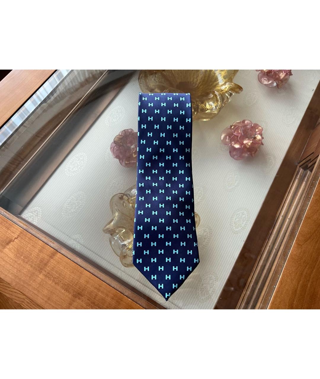 HERMES PRE-OWNED Темно-синий шелковый галстук, фото 3