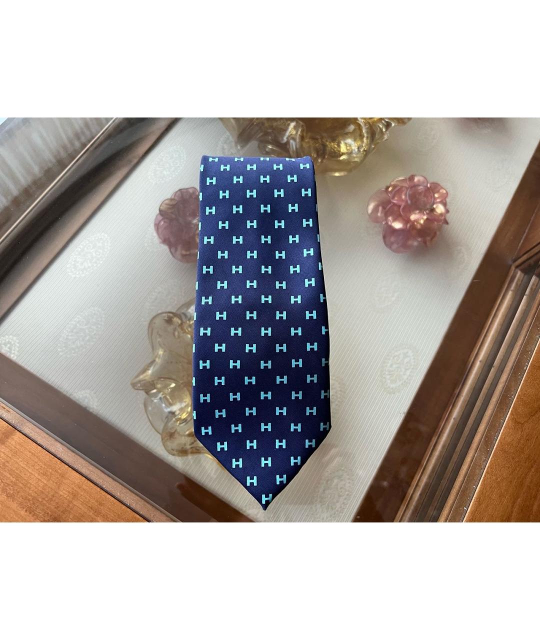 HERMES PRE-OWNED Темно-синий шелковый галстук, фото 6
