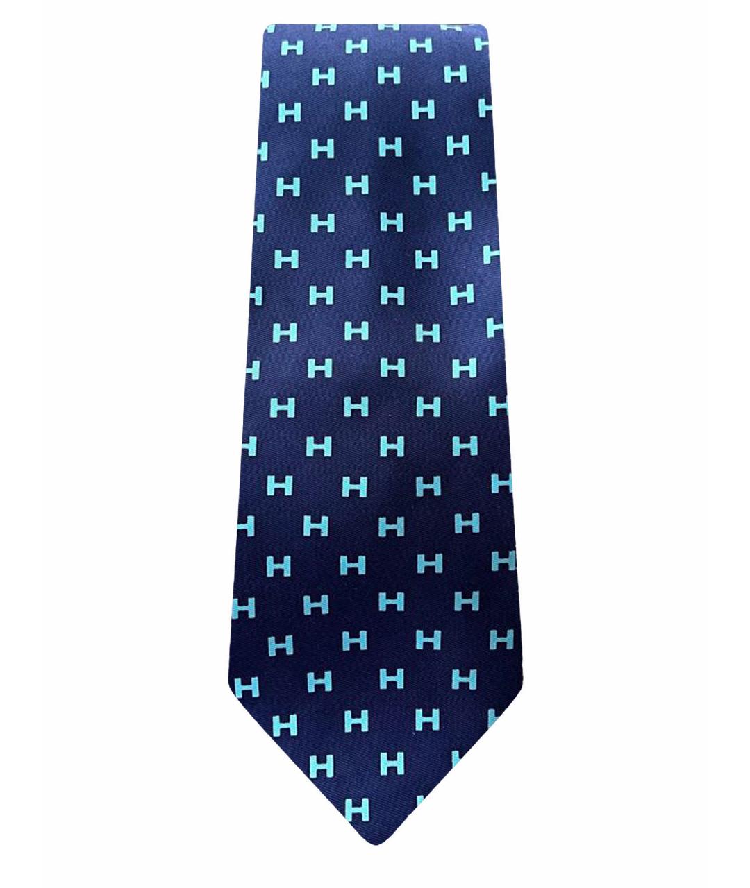 HERMES PRE-OWNED Темно-синий шелковый галстук, фото 1
