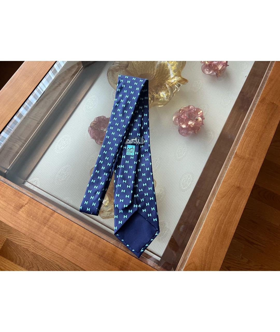 HERMES PRE-OWNED Темно-синий шелковый галстук, фото 2