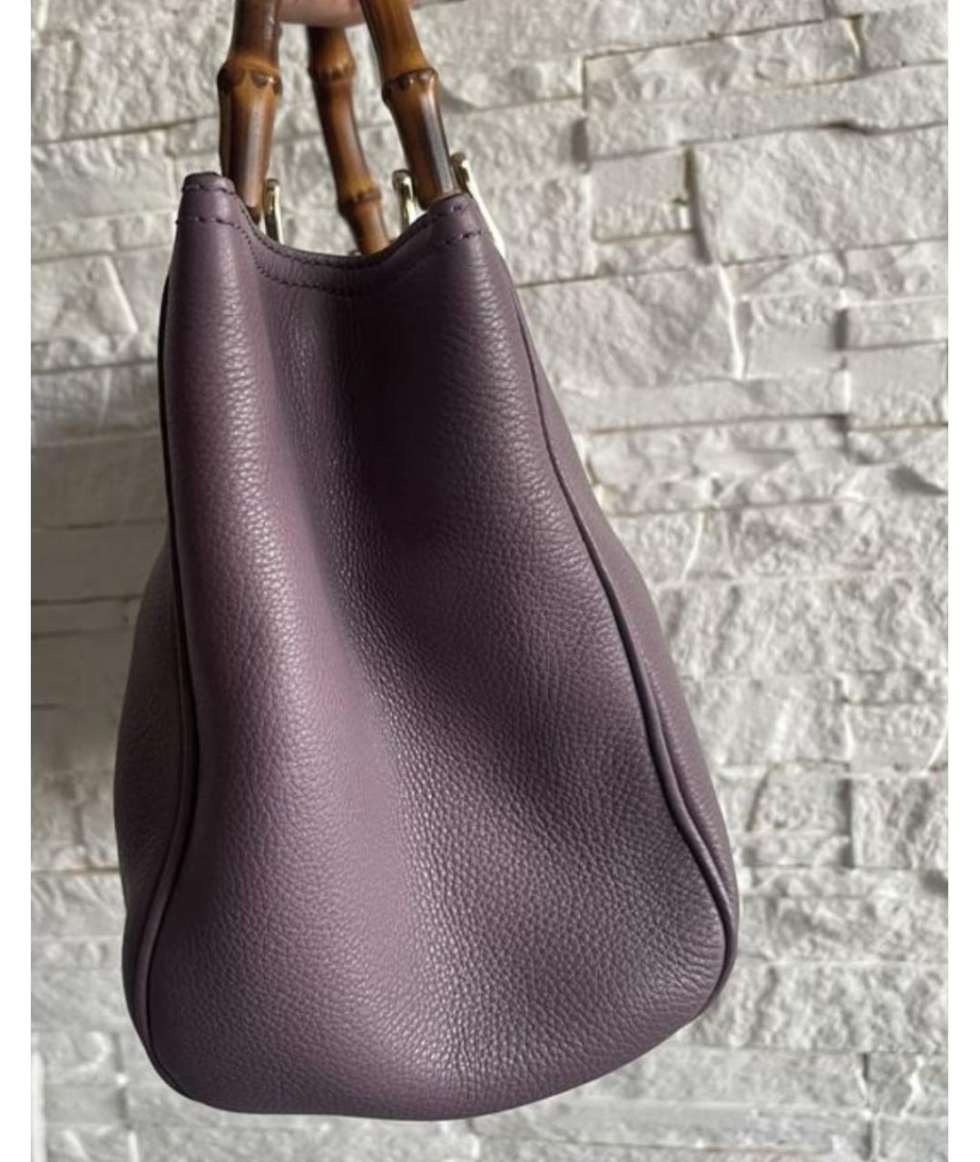 GUCCI Фиолетовая кожаная сумка с короткими ручками, фото 3