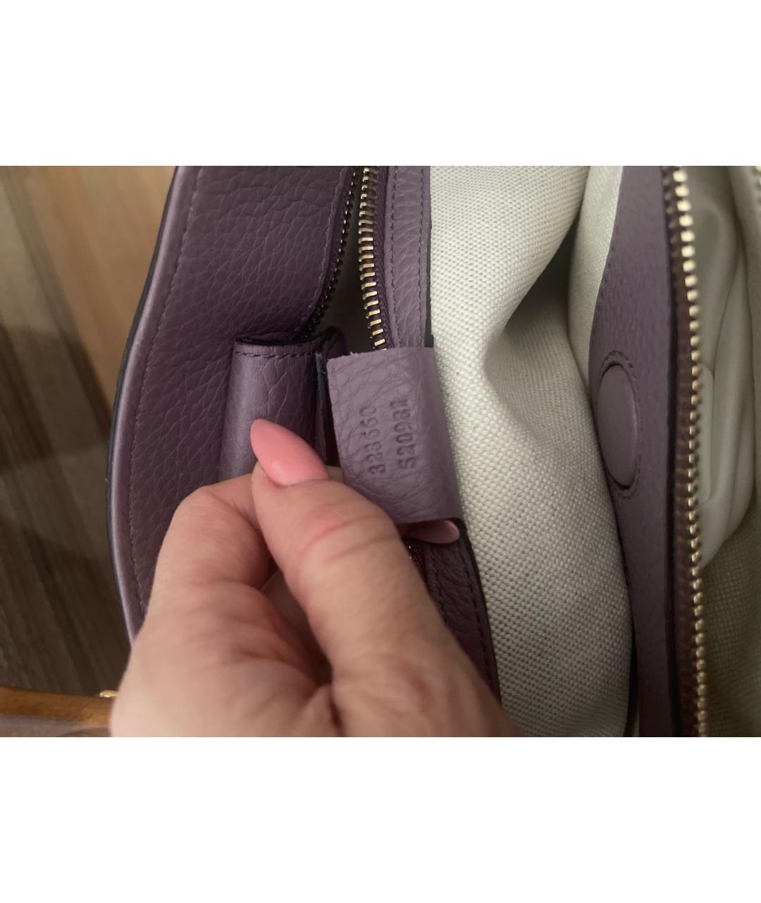 GUCCI Фиолетовая кожаная сумка с короткими ручками, фото 8