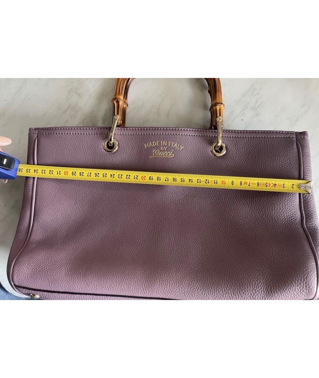 GUCCI Фиолетовая кожаная сумка с короткими ручками, фото 5