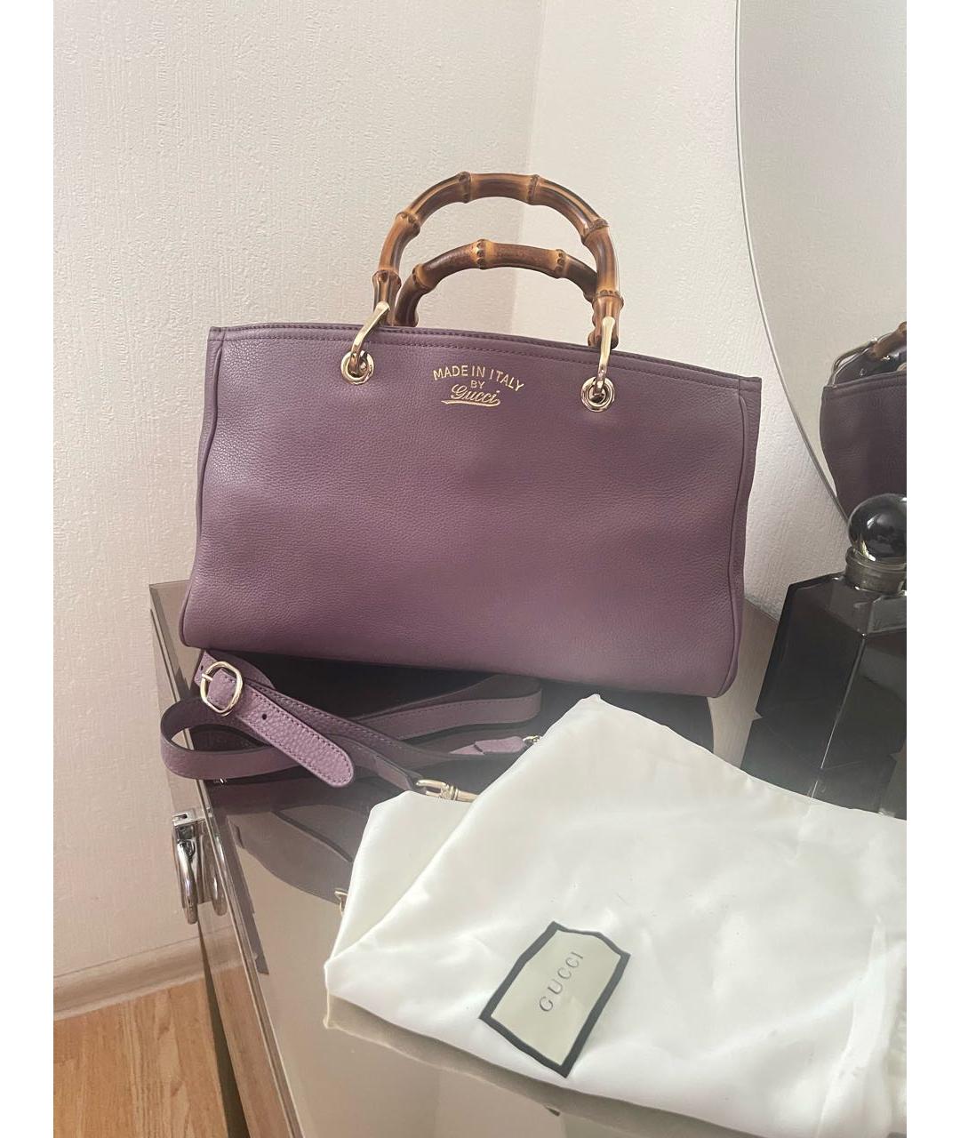 GUCCI Фиолетовая кожаная сумка с короткими ручками, фото 2